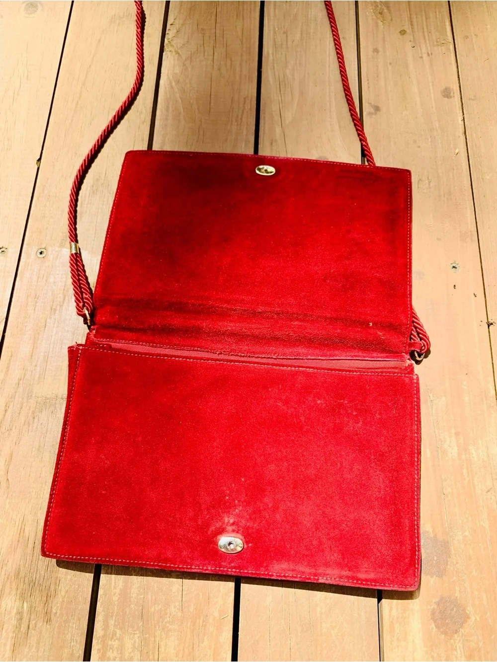 Red Suede Crossbody Bag with Gloss Accent